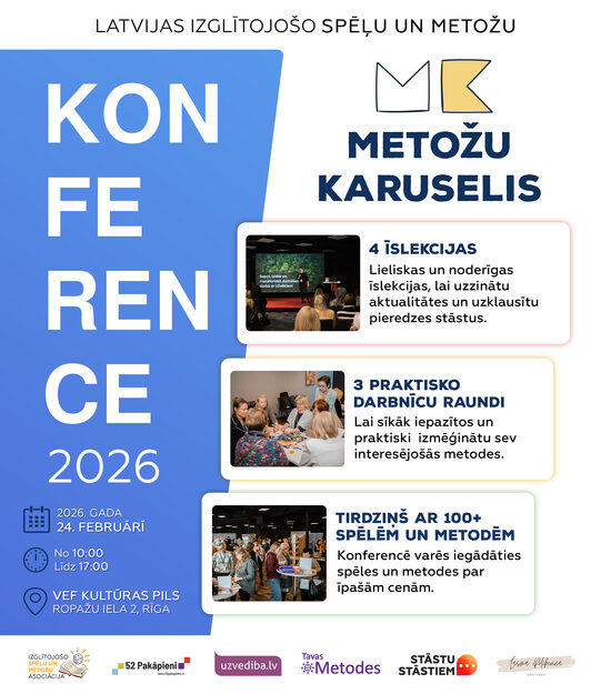 Latvijas izglītojošo spēļu un metožu konference "METOŽU KARUSELIS", 24.02.2026.